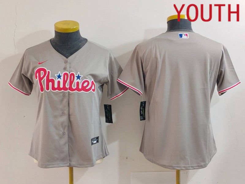 Youth Philadelphia Phillies Blank Grey Game 2024 Nike MLB Jersey style 2->youth mlb jersey->Youth Jersey